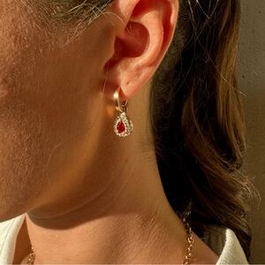 Raena Stones Bella Drop Earrings — waterproof 14k gold & red carnelian